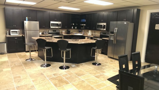 PIC FROM HARRY NORMAN REALTORS / CATERS NEWS - (PICTURED: The large kitchen.)The owners of this one-of-a-kind nuclear bunker will be feeling pleased with themselves as blast threat rises. With world war three looming, underground luxury protected from bomb blasts and natural disasters has become top of a war-fearing millionaires shopping list. Protection features to this former US army base in Savannah, Georgia, include 3ft-thick walls, air intake systems, a nurses room, decontamination showers and a 00,000 CCTV system. The giant underground bunker last went on the market in 2015 for a whopping 7.5 MILLION (11.57M) price tag and will withstand a 20 kiloton nuclear explosion. According to the listing, the facility can survive all kinds of potential threats - including natural disasters, civil disturbances and terrorist attacks. The unique property was built in 1969 by the army corps and engineers. SEE CATERS COPY
